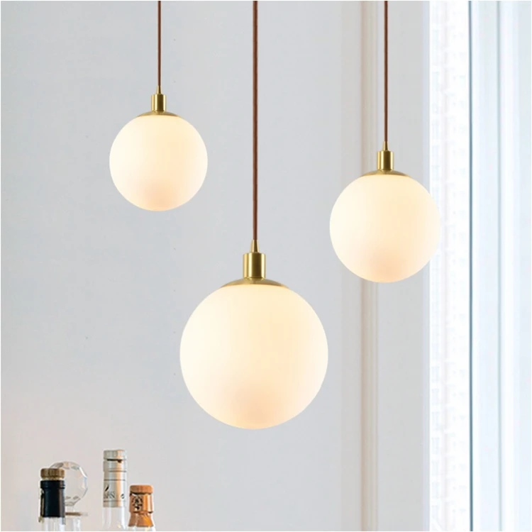  Современные светодиодные подвесные светильники в виде молочного белого стеклянного шара для украшения дома и