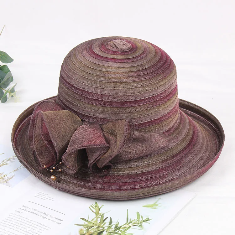 Factory Wholesale OEM Silk Stitching Hat Bowler Hat Lady Church Hat