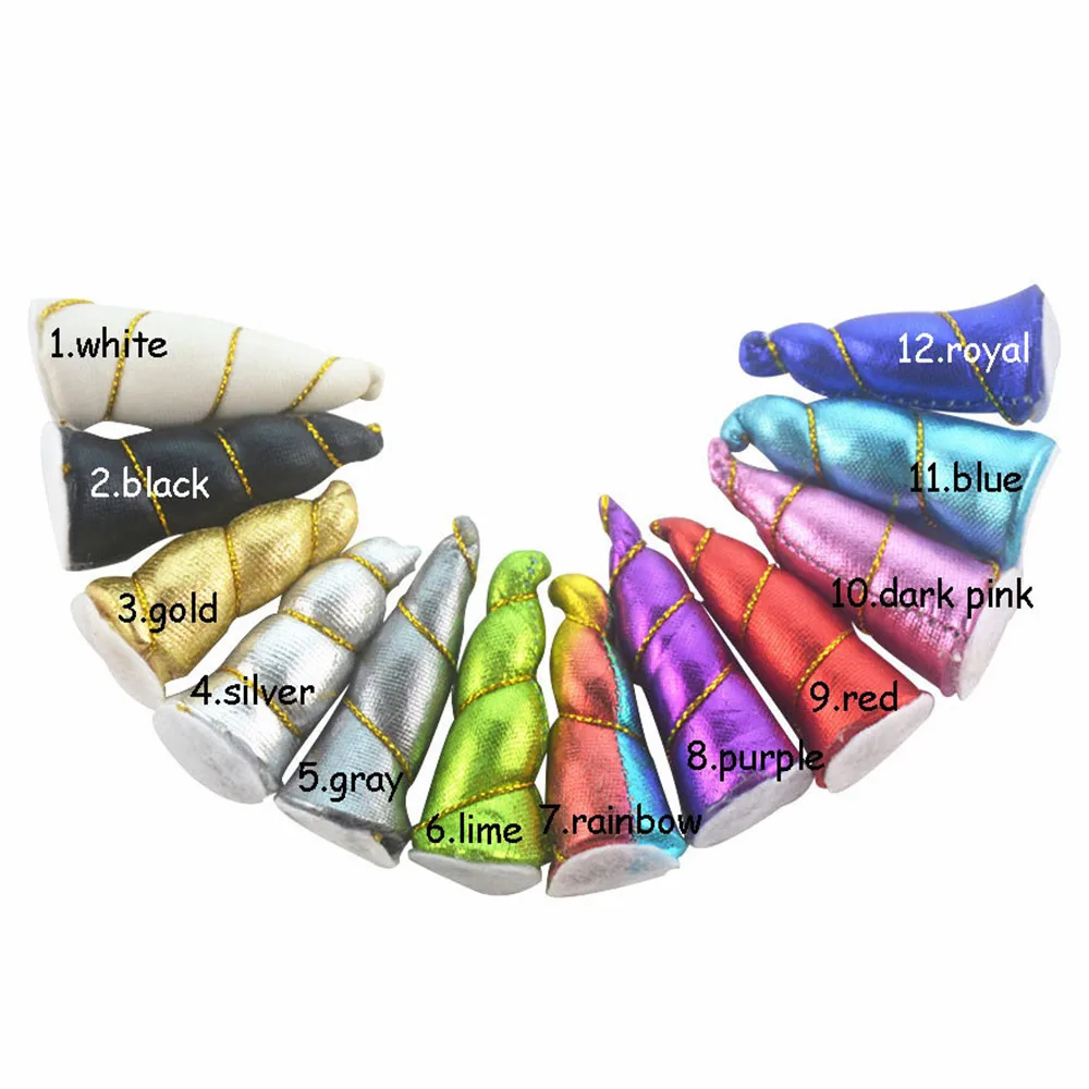 2 inch Mini Cotton Unicorn Horn Girl Birthday Party DIY Hair Accessories 12 Colors wholesale