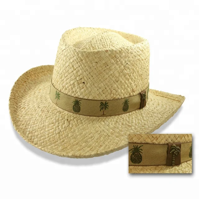 Organic Raffia Straw Gambler Hat Size M L XL Panama Golf Summer Palm Tree