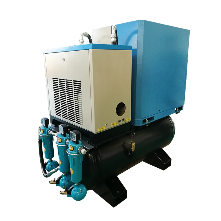 7-13bar integrated package screw air compressor with dryer, tank & filter for industrial and mining enterprises