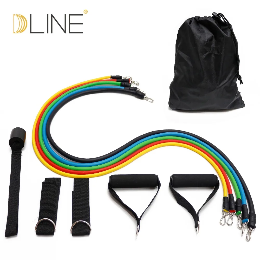 Dropship Hot Sale 11pcs Latex Resistance Band Tube Set with Latex Resistance Band