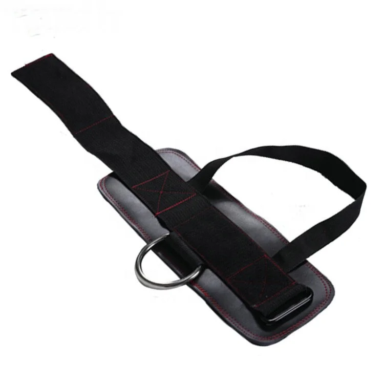 High quality leather gym sport strip ankle D ring straps for leg strength training