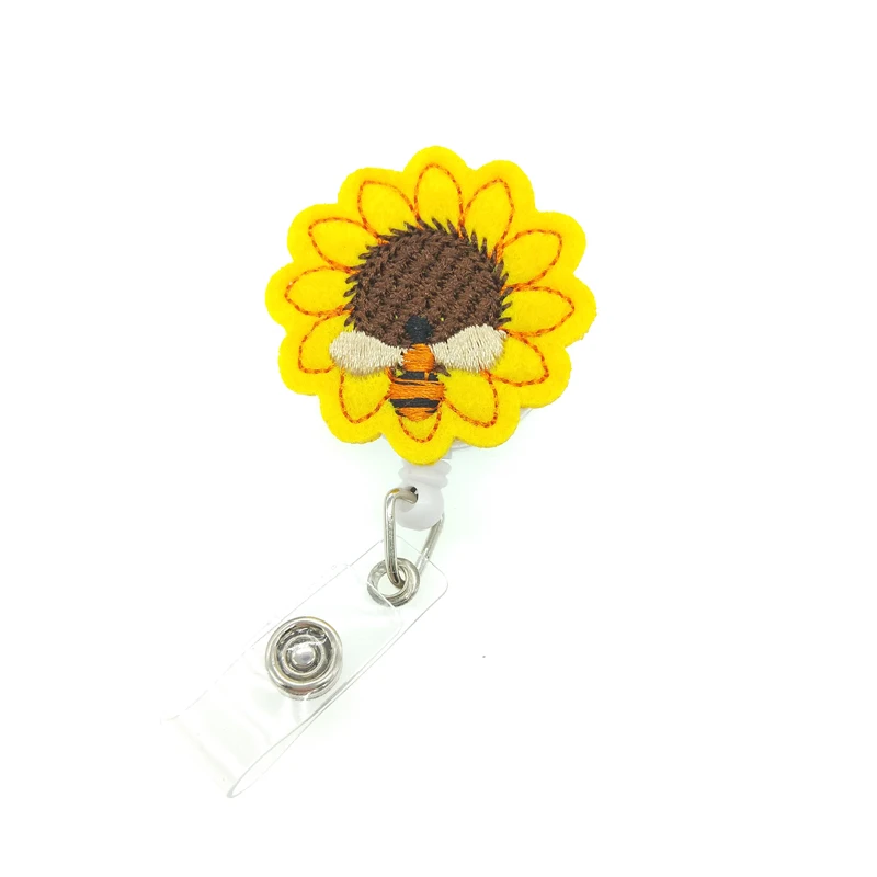 
Retractable Badge Holder with Alligator Clip, Sunflower ID Card Holder Nursing Badge Reel Holder for Women 