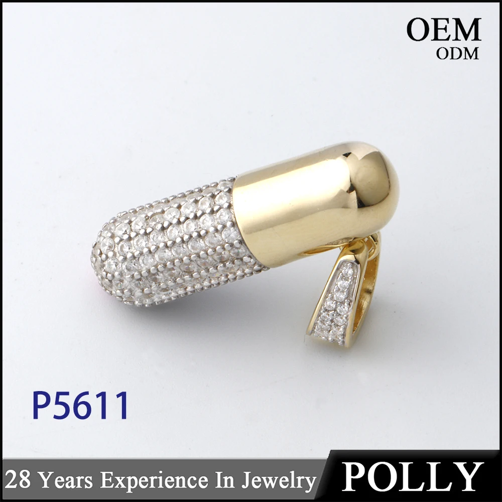 Jewelry manufacturer custom jewelry hip hop pill silver pendant for men