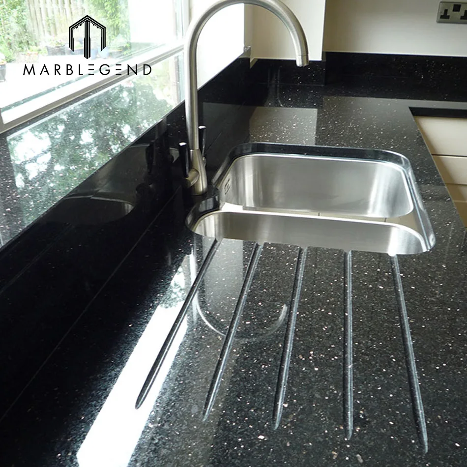 
Indoor decoration material black galaxy granite kitchen countertop 