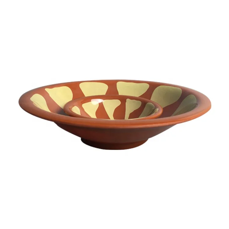 Brown heavy hand feeling melamine flat bowls Mid-Asia style bowls