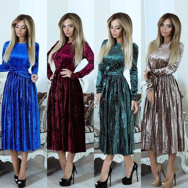Wholesale 2022 fashion sexy ladies O-neck long sleeve Women Dresses (C17345)