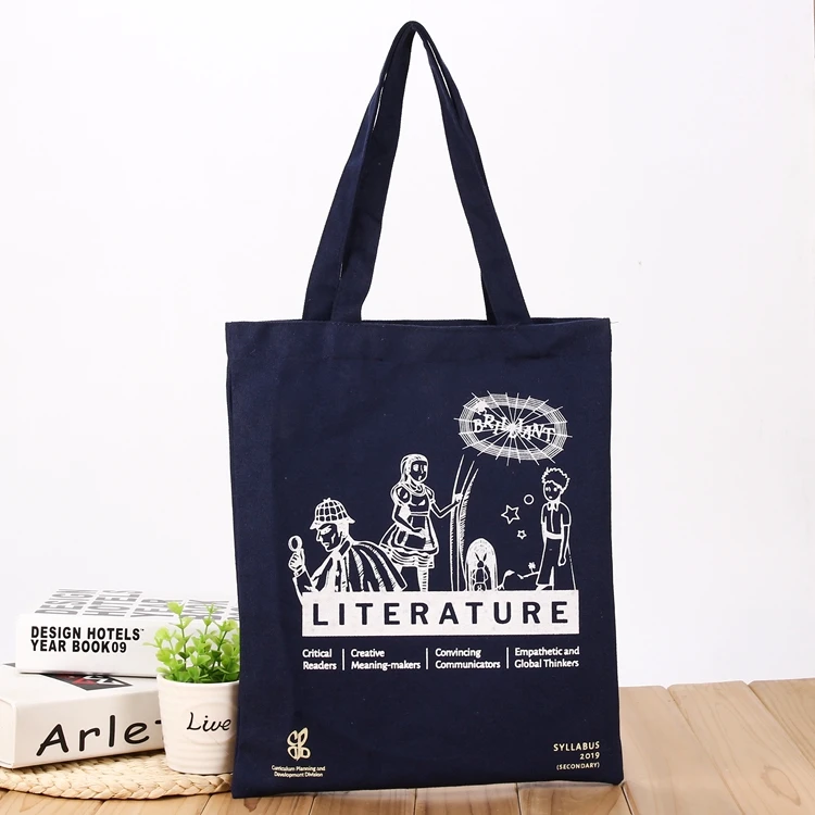 Customized logo printing recyclable 12oz cotton canvas shopper bag