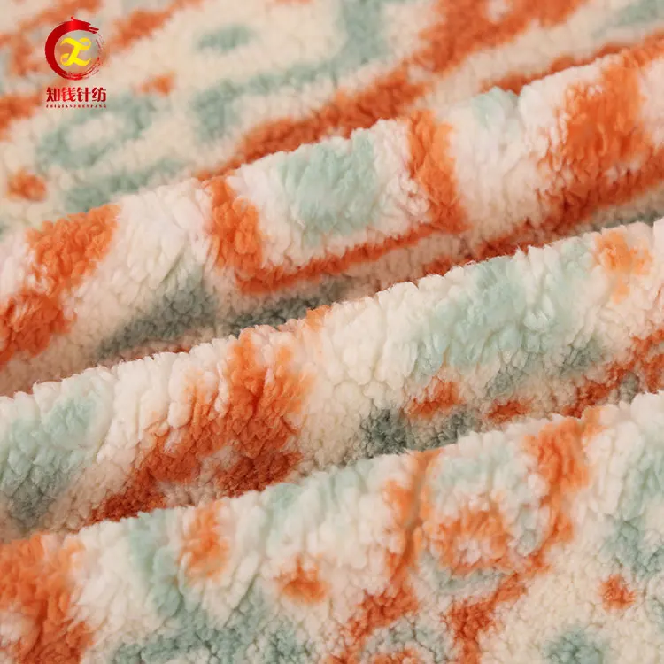 Manufacturer polyester custom print sherpa fleece fabric for garment