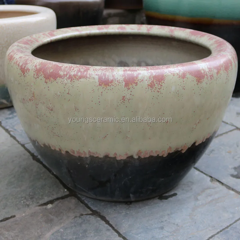 Unique retro style variable glazed craft large chinese ceramic decoration garden flower pot