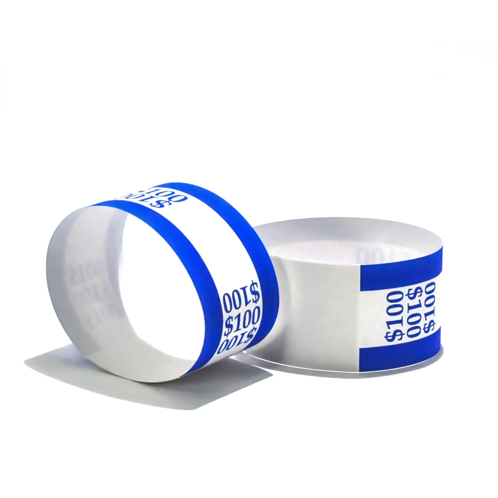Custom Design Pre-sealed currency bands with stickcy end for organizing money
