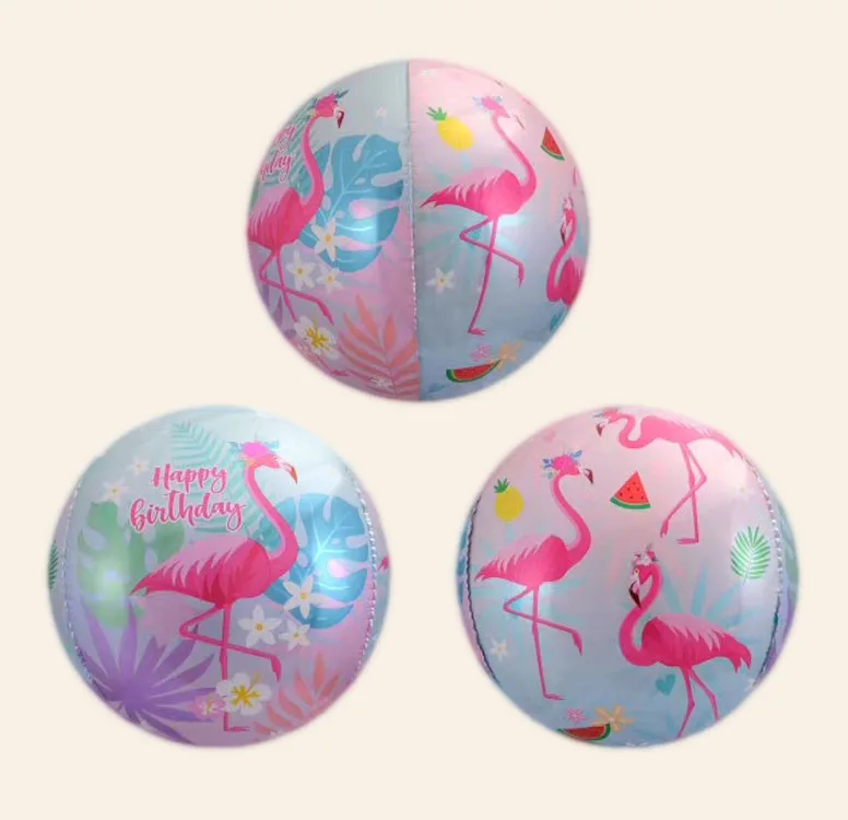 China supplier colorful party decorations 18Inch round sphere 4D flamingo balloon