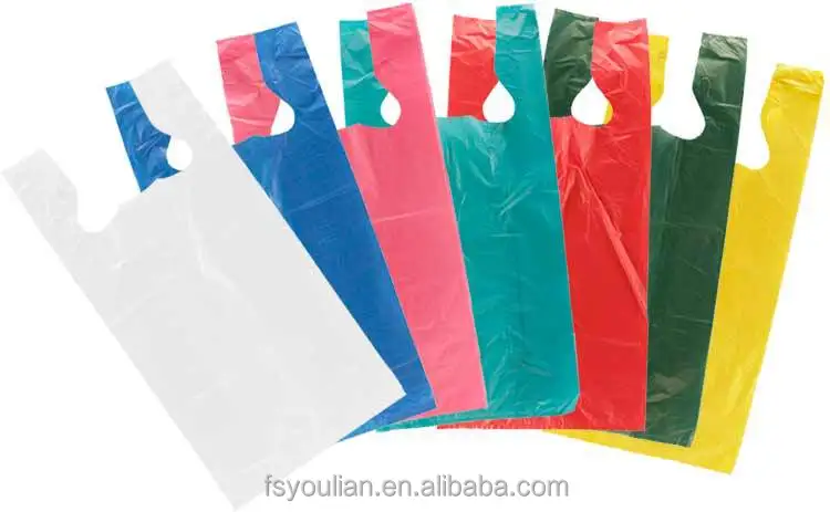 Shopping Bags Free Sample Colorful T-shirt Plastic PE Customized Logo Heat Seal TY Hot Stamping Heavy Duty Custom Size Accepted