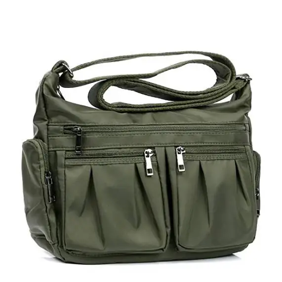 
Waterproof Purses and Handbags Nylon Multi-function Tote Bag LightweightNylon Crossbody Bags for Women Multi Pocket Shoulder Bag 