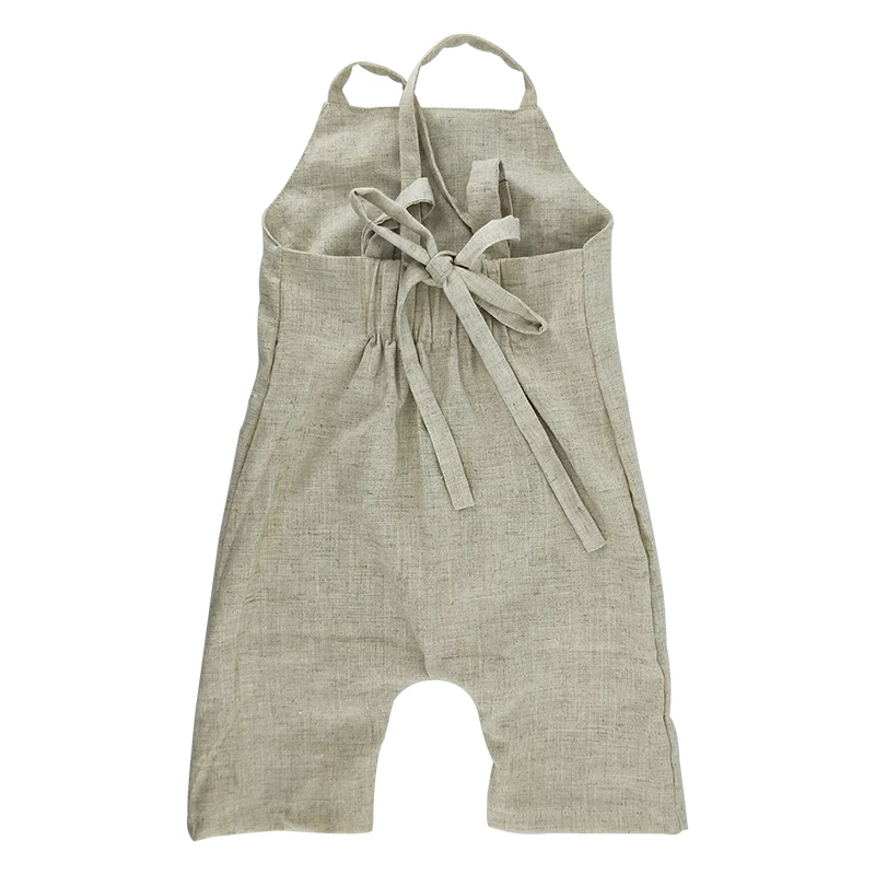 New Born Baby Clothes Linen Long Toddler Boys Pants New Spring  Plain Suspender For Kids