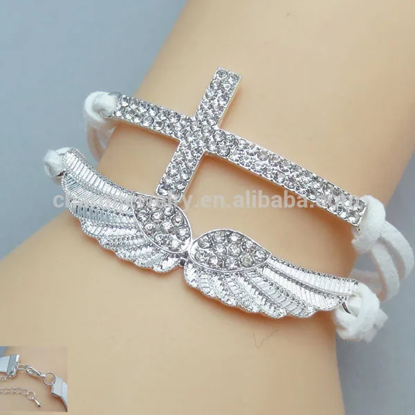 2014 простой, но стильный ручной мальчик и девочка крест крыла друёбы браслеты fb065