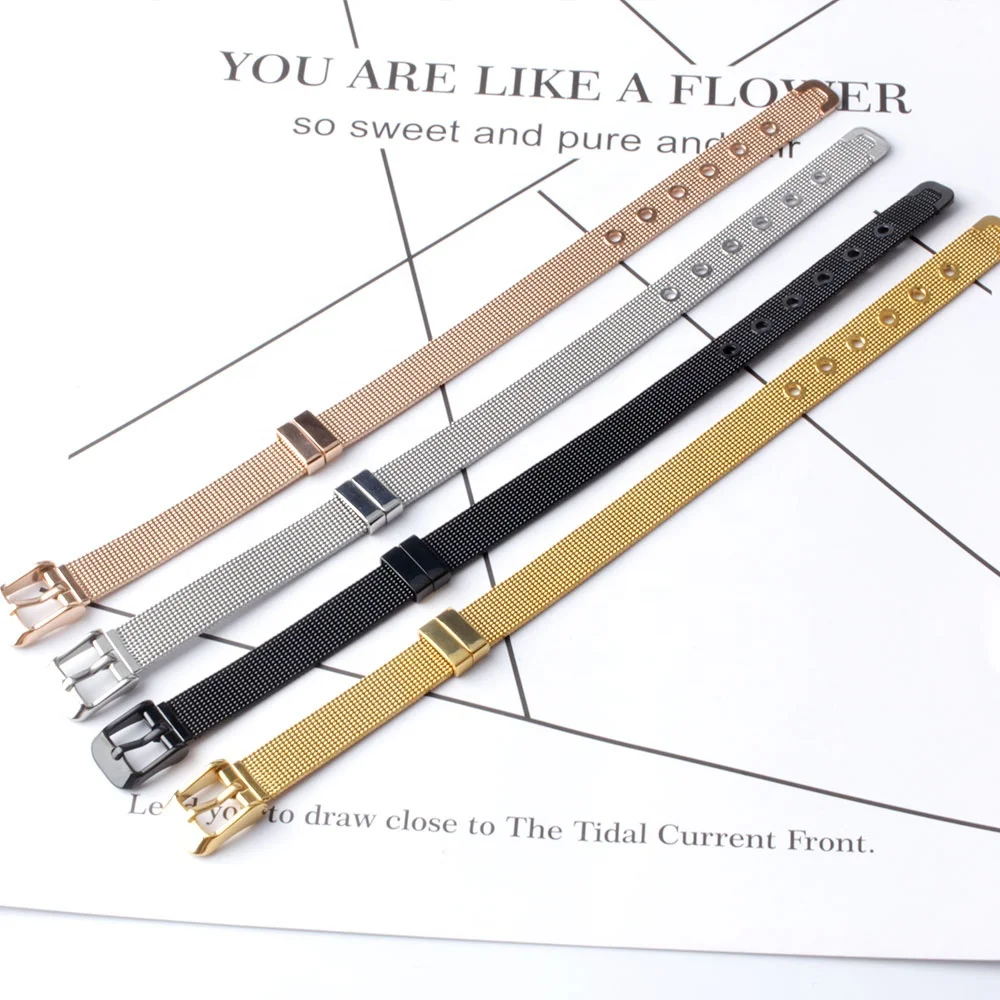 Men Woman Adjustable Stainless Steel Milanese Loop Mesh Bracelet Watchband Belt Buckle Bracelet