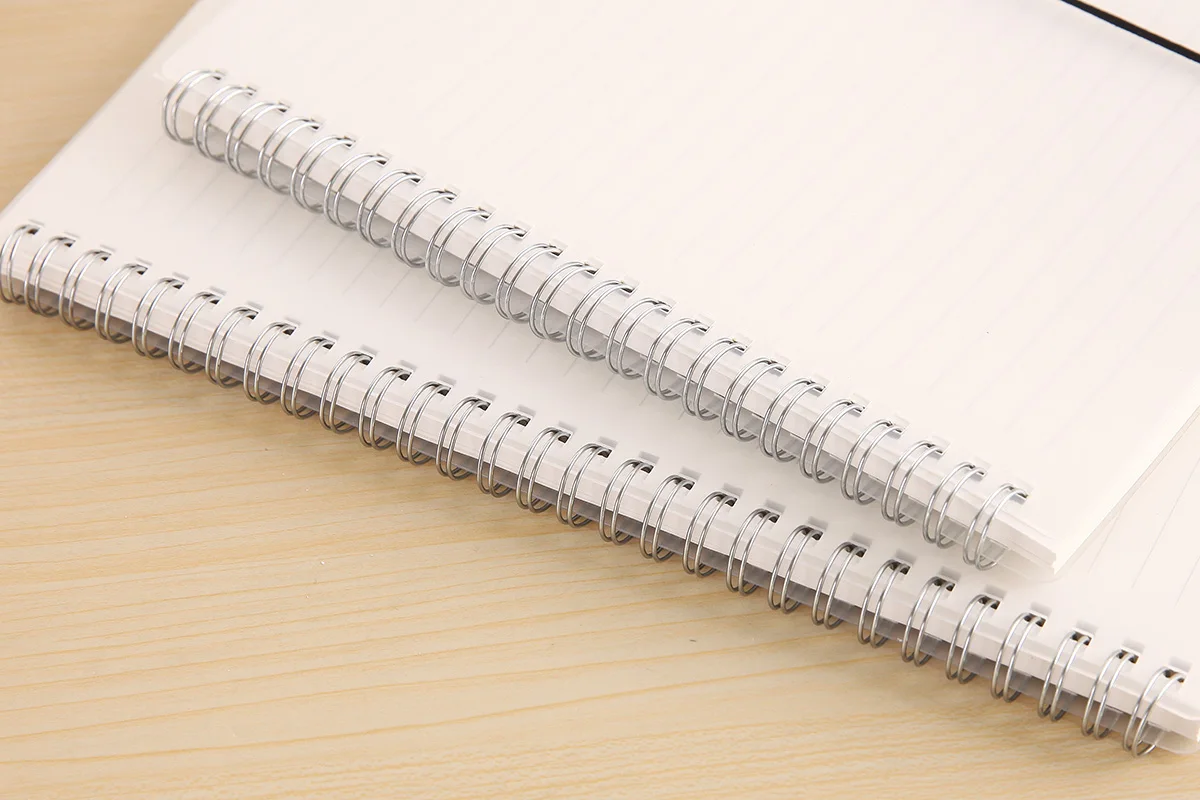
A5 Wholesale transparent HardCover double Spiral Notebook with Ribbon Mark for Students or Promotion 