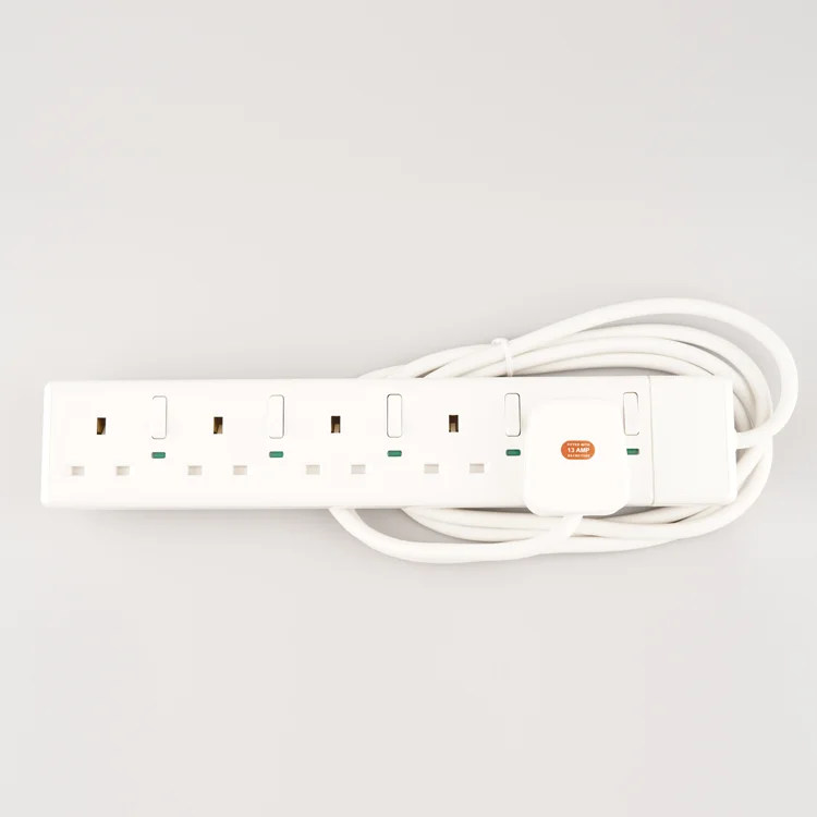 WK 13A 5 gang Extension Socket Industrial Plug Socket with 2M Plug Socket Individual Switch & Neon