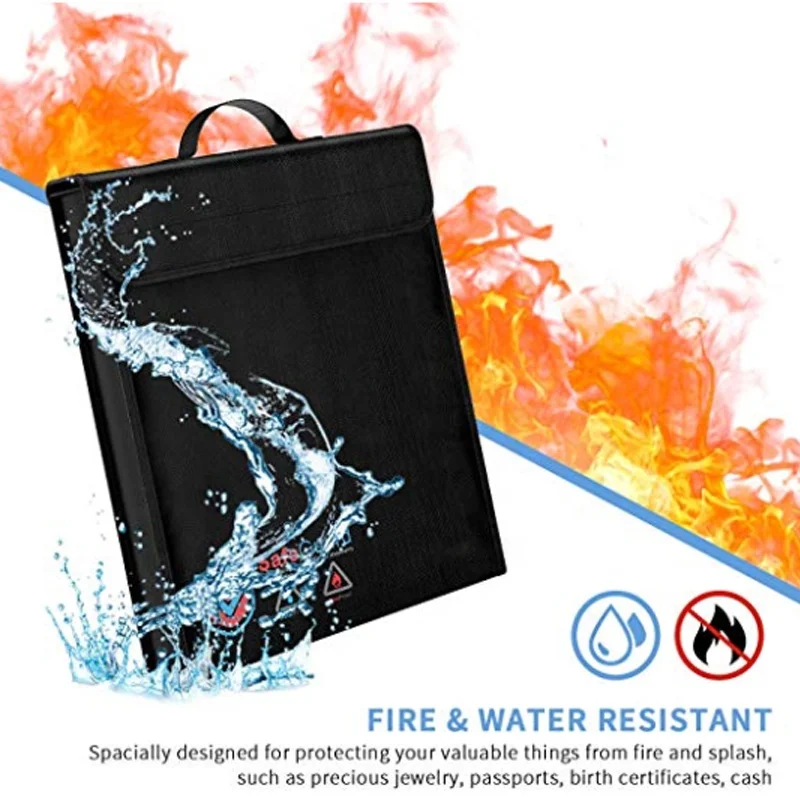 Envelope Cash Fire Proof Money Pouch File Shoulder Document Bag Durable Documents Fireproof Bag High Quality Custom Waterproof