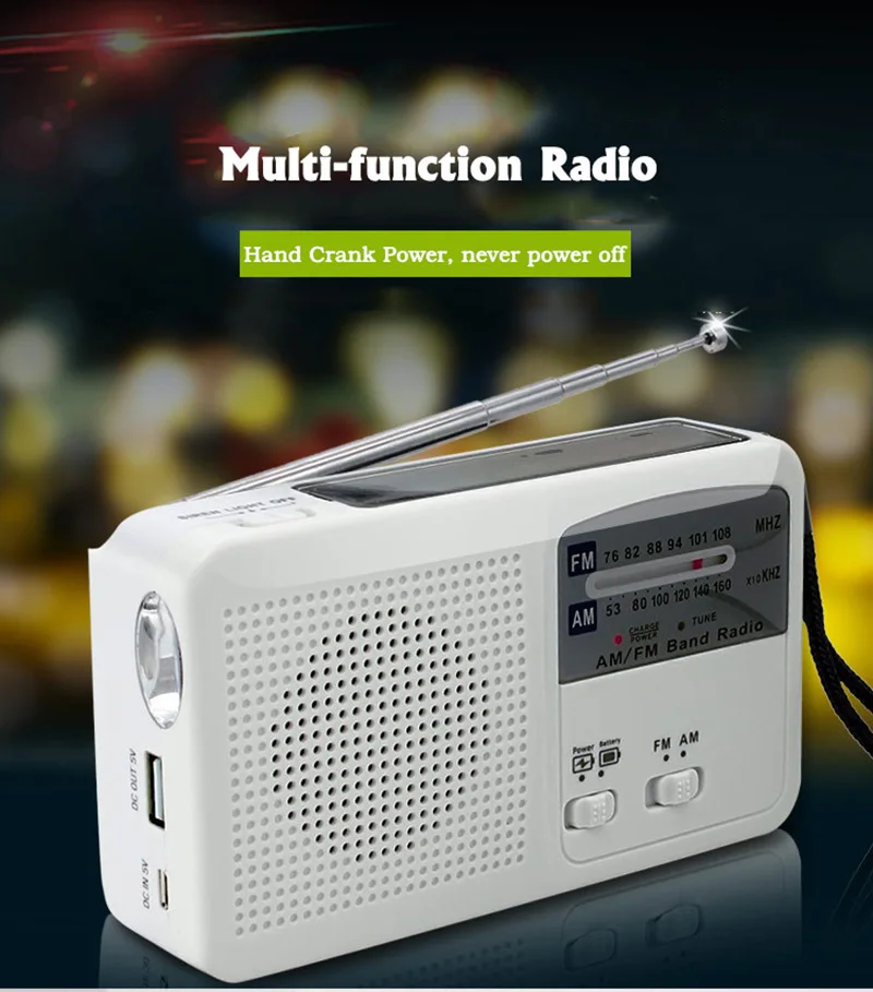  RD369 многофункциональный Динамо/Солнечный/ААА Аккумуляторный AM/FM Карманный Солнечный радиоприемник портативный Радиоприемник с аварийным светодиодным