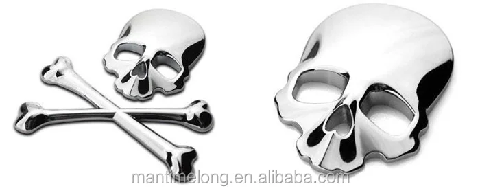 Skull Metal Skeleton Crossbones Car Motorcycle Sticker Label Skull Emblem Badge Car Styling Stickers Accessories Decal