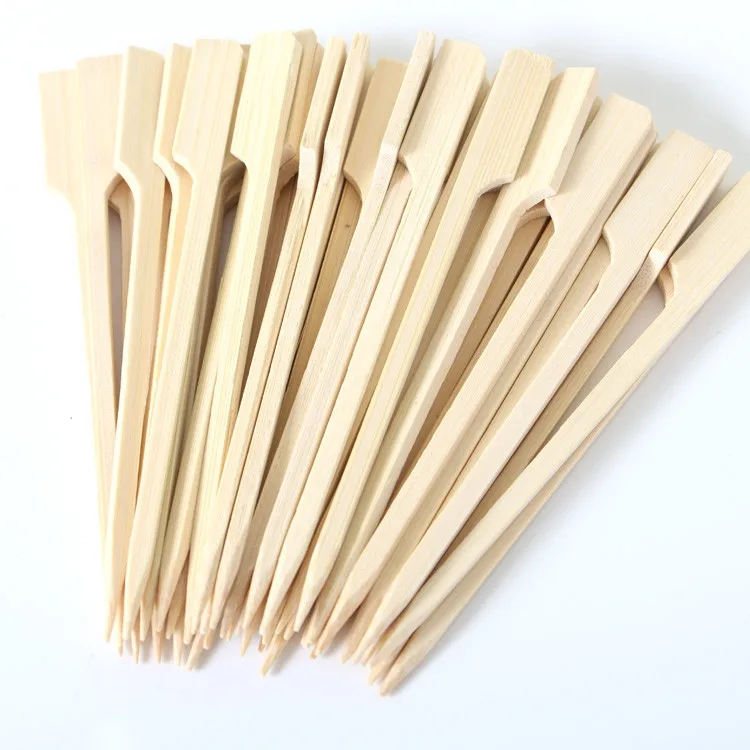 wholesale factory canvass business orders low price high quality flat BBQ bamboo paddle skewer with handle for outdoor