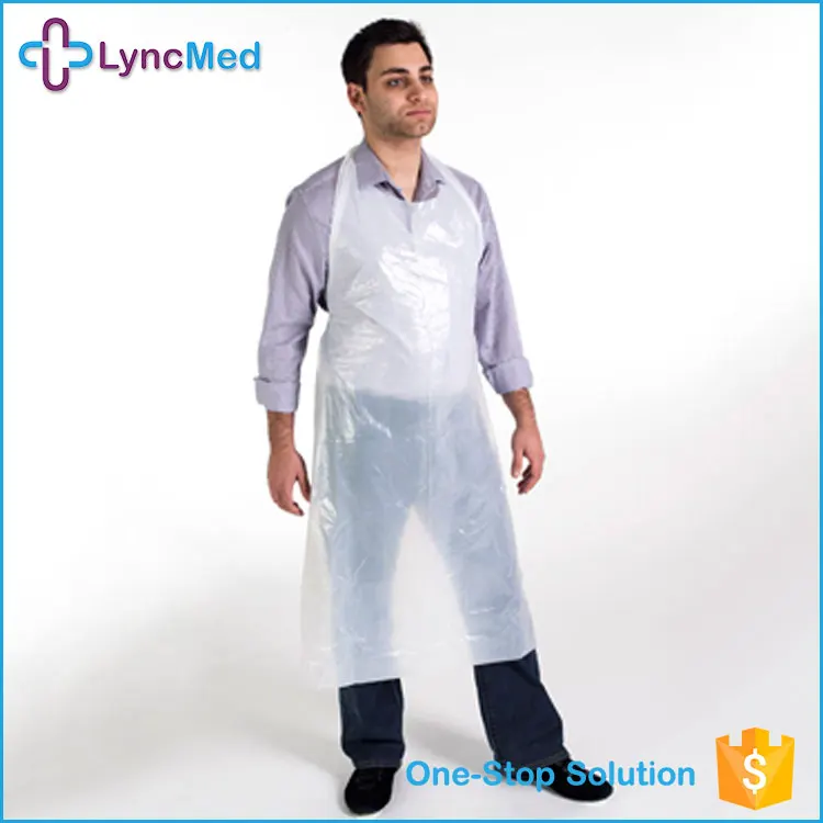 
Disposable Hospital Apron Medical LDPE Material PE Blue/white Shanghai Free OEM ISO 13485 and CE Certificate 50 Ctns Lyncmed 