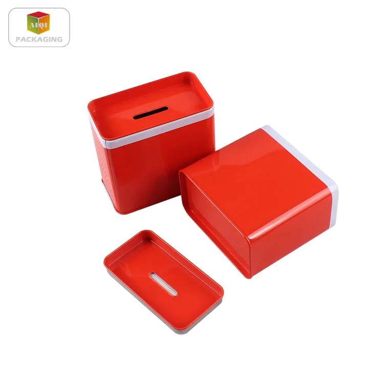 
Customize rectangular shaped coin bank tin box/saving tins 
