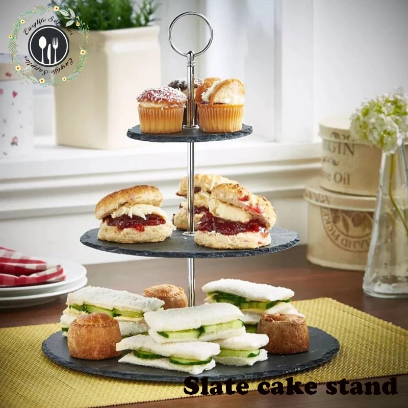 high quality 20*25*30cm black color 3 tier porcelain cake stand for wedding