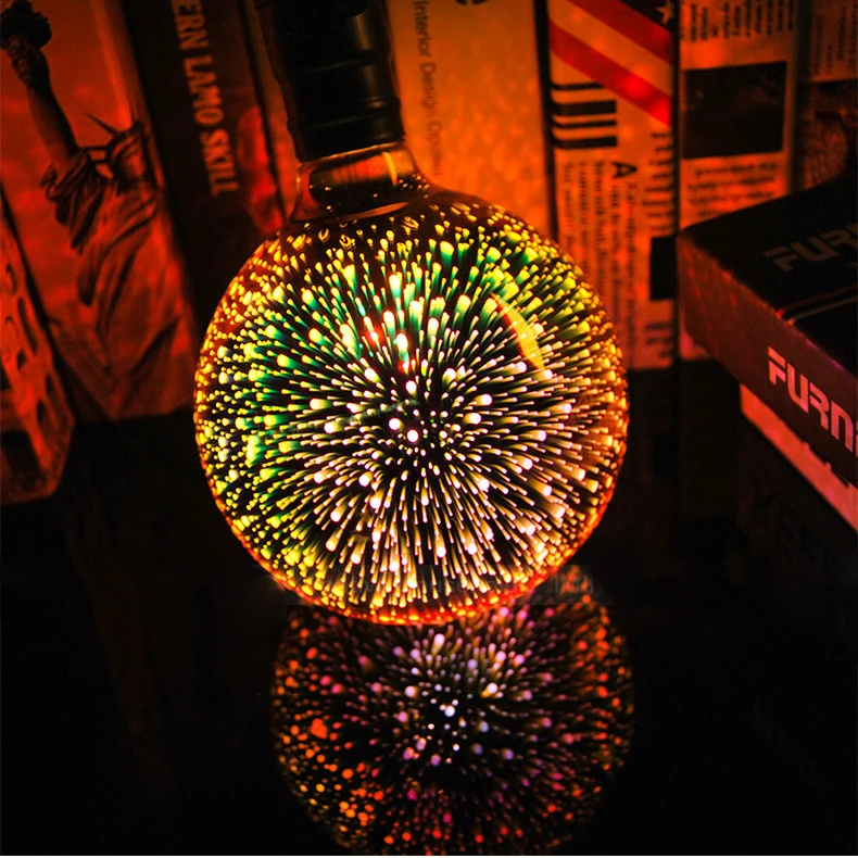 3D Fireworks E27 G80/G95/G125 LED Retro Vintage Edison Fairy Lighting Bulb Lamp