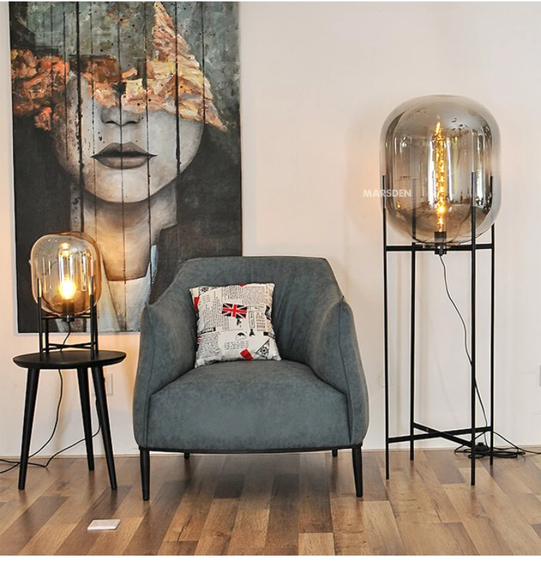 MARSDEN european style brown glass modern floor lights modern floor lamp led light floor lamp