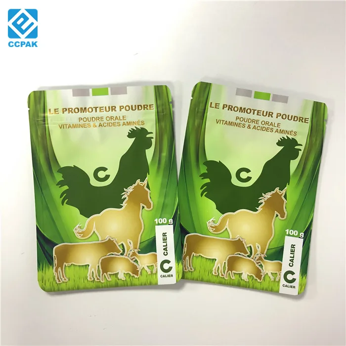 Eco-friendly 3 side sealed flat/standing pet food pouch feed chicken/dog/sheep food bags with logo print reusable packaging