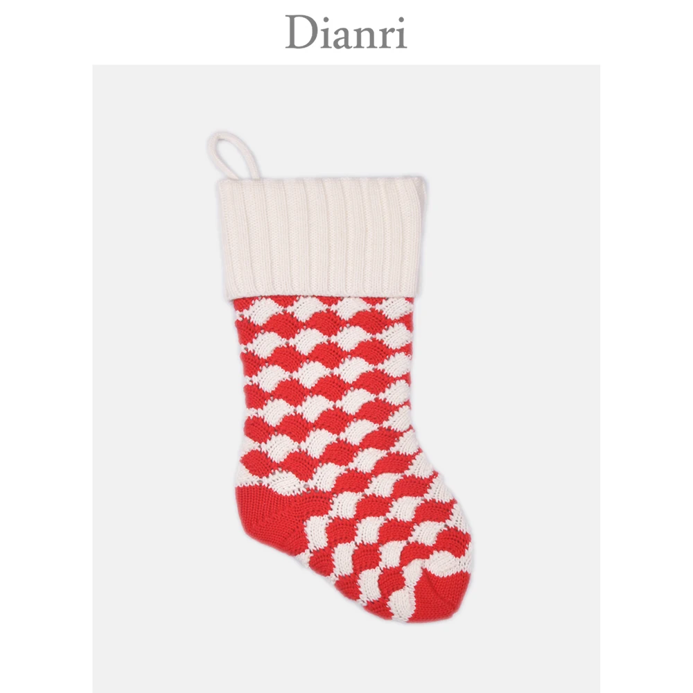 
good quality folder cuff chunky thick diamond Jacquard knitted Christmas stocking 