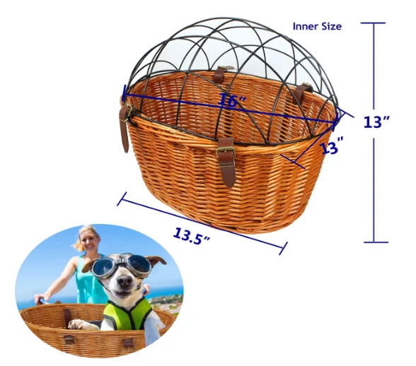 Wicker Dog Basket for Bikes Cat Carrier Pet Carrier