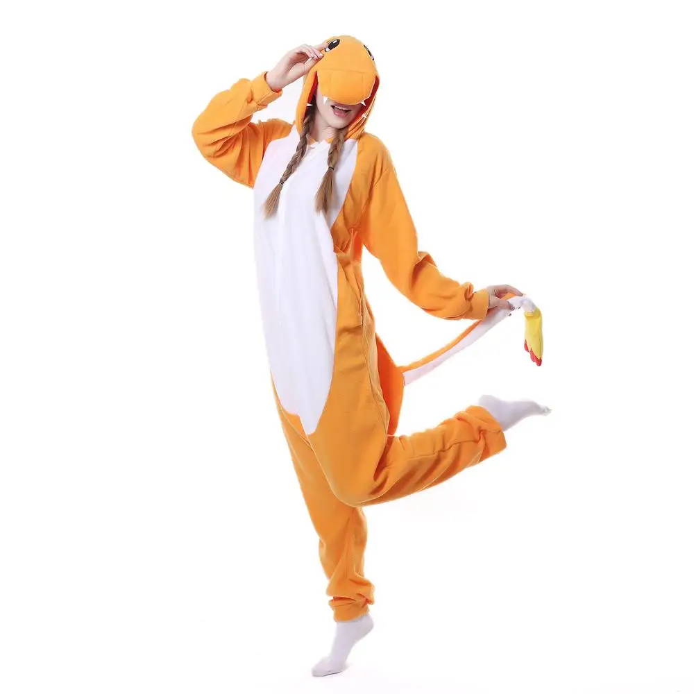 Cute Fire Dragon Pajamas Polar Fleece Fabric Costume dress