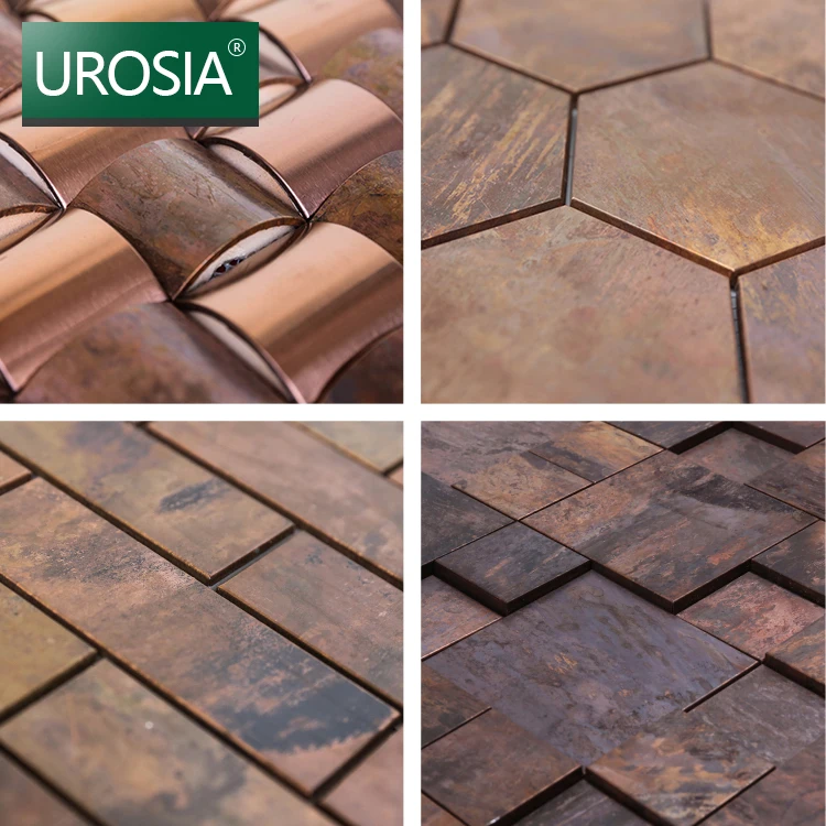 Luxury Smooth Golden Copper Linear Mosaic Wall Tile Luxury Factory Provide Copper Bronze Strip Metal Mosaic Tile