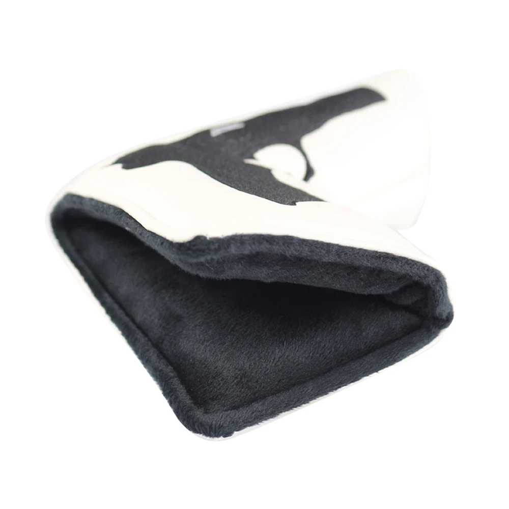 PU leather gun design putter head cover golf embroidery logo headcover