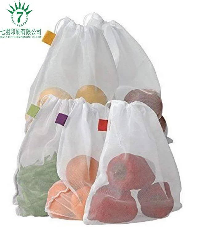 Wholesale Reusable Drawstring Vegetable Fruit Mesh Bag