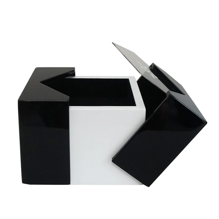 Transparent clamshell wooden watch box, black unique design luxury watch box