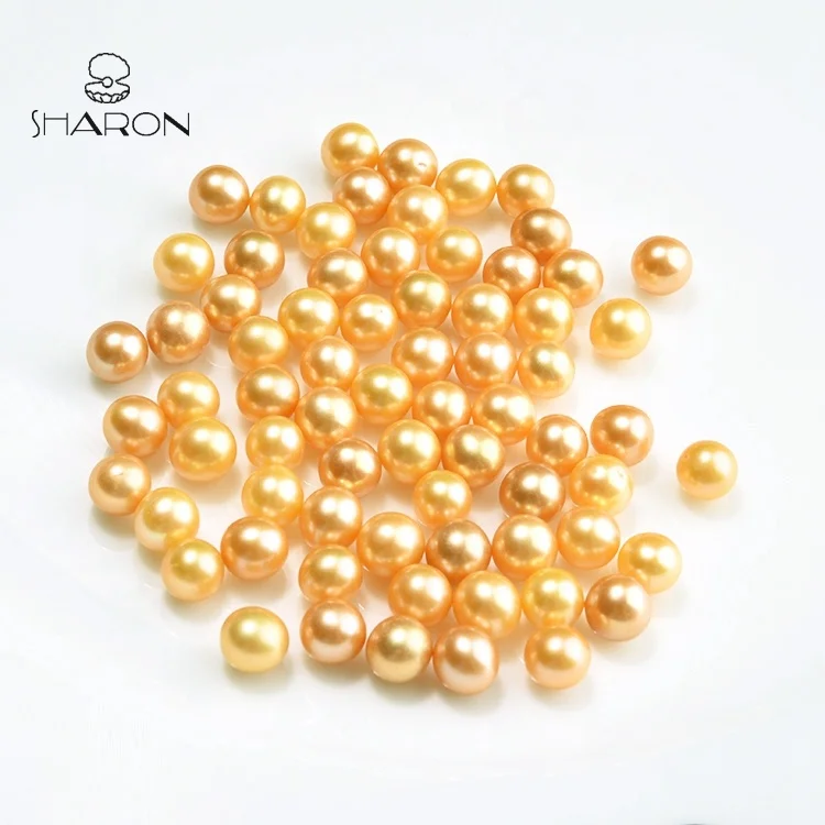 
Wholesale 6-7mm Cultured Natural Freshwater Round South Sea Gold Loose Pearl For Jewelry Making 