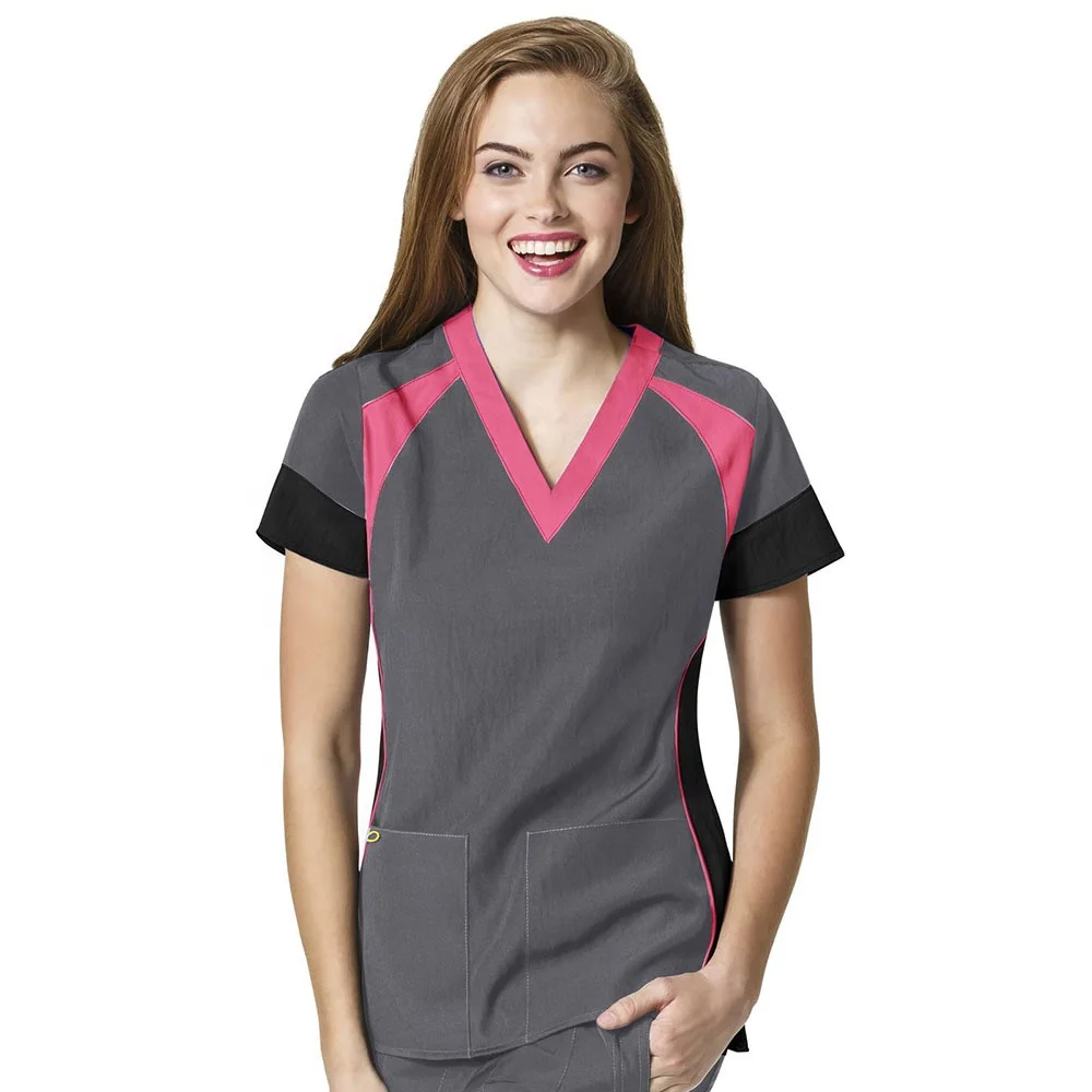 New Style Fashionable Nurse Uniform Design Nurse Scrub Top