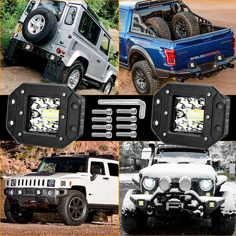 Off Road LED Work Light  5inch 39W Flush Mount Driving Fog Light Pods For Truck