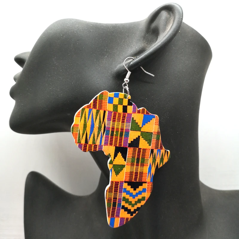 
2019 Africa Map Wooden Earrings 