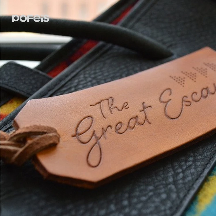 custom vintage long handmade real leather bookmark travel luggage tag bag ornaments