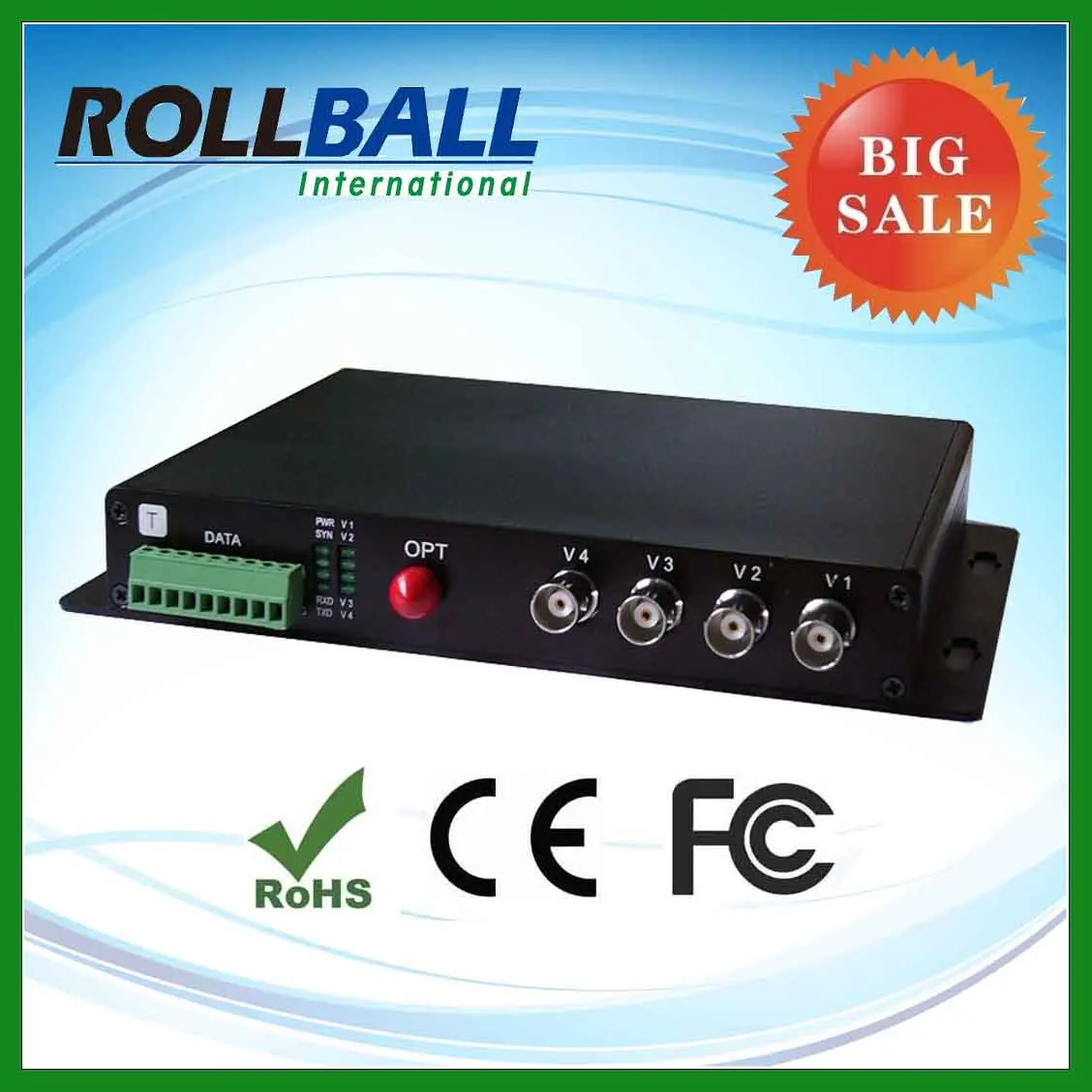 4-канальный волоконно-оптический аудио видео передатчик приемник