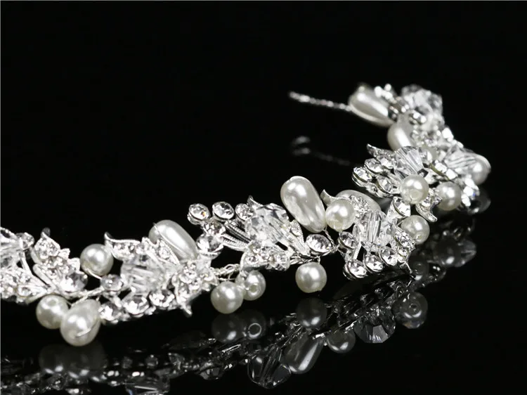 
SG0848 Silver Pageant Leaf Crystal Bridal Hair Accessories Pearl bridal wedding 2019 