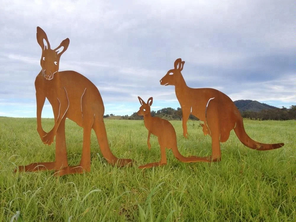 Лазерная резка corten garden art kangaroo для домашнего сада