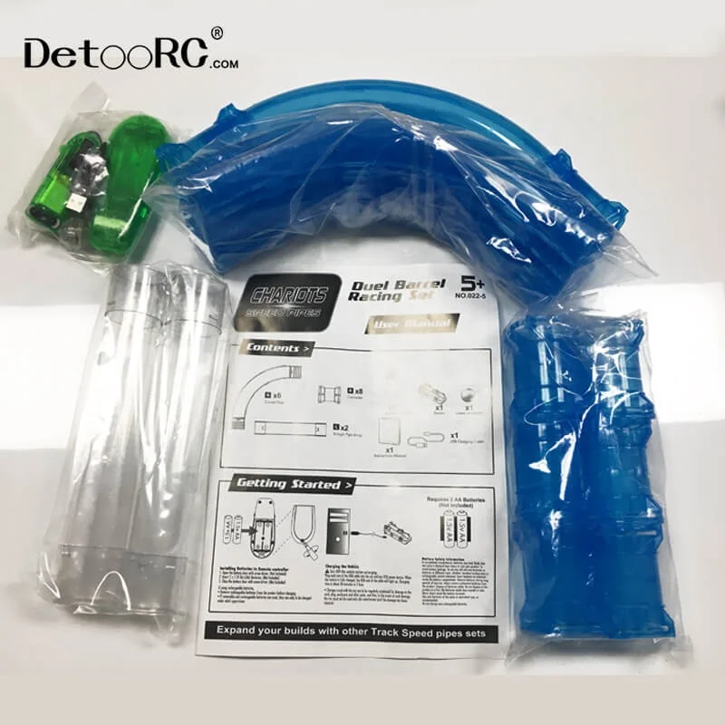 Detoo Chariots toy tube track high speed rc toys with ball children playing set railway slot cars pipe track toys
